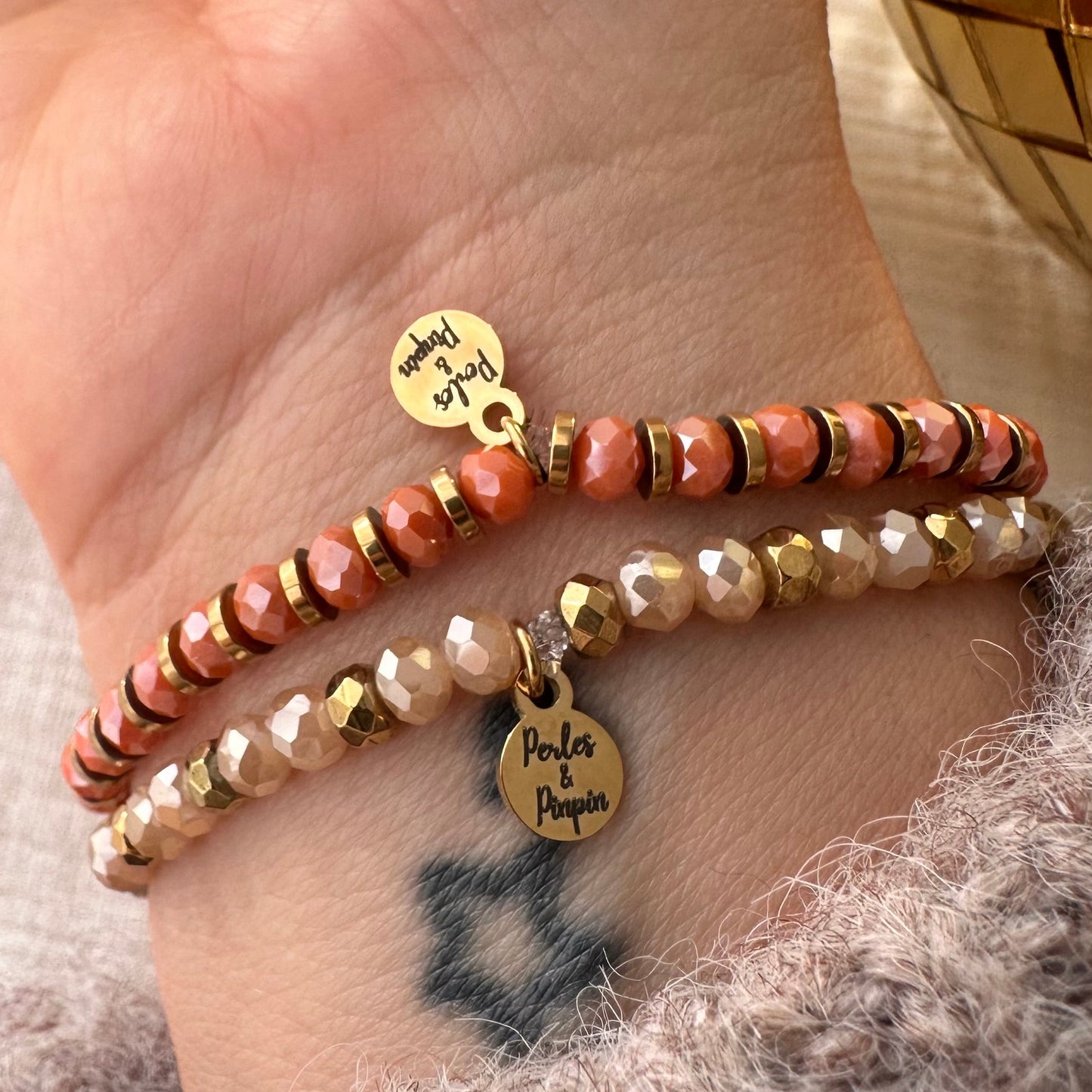 Bracelet perles cristal et doré