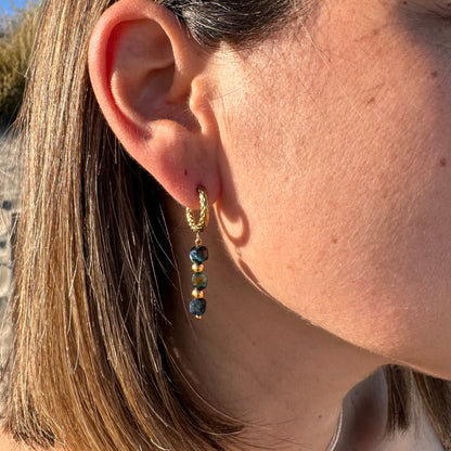 Boucles d'oreilles cube bleu coloré