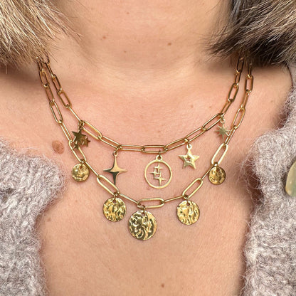 Collier médailles martelées