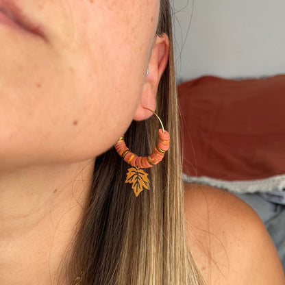 Boucles d'oreilles perles heishi Automne