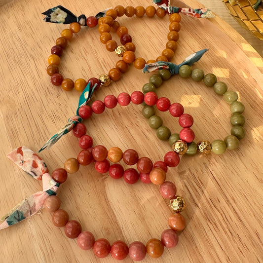 Bracelet perles et ruban liberty