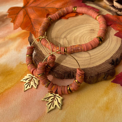 Boucles d'oreilles perles heishi Automne
