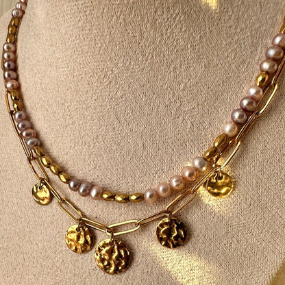 Collier médailles martelées