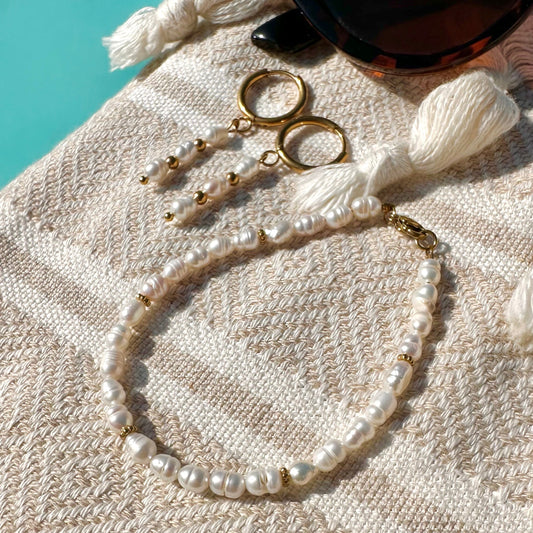 Boucles pendant perles d'eau douce