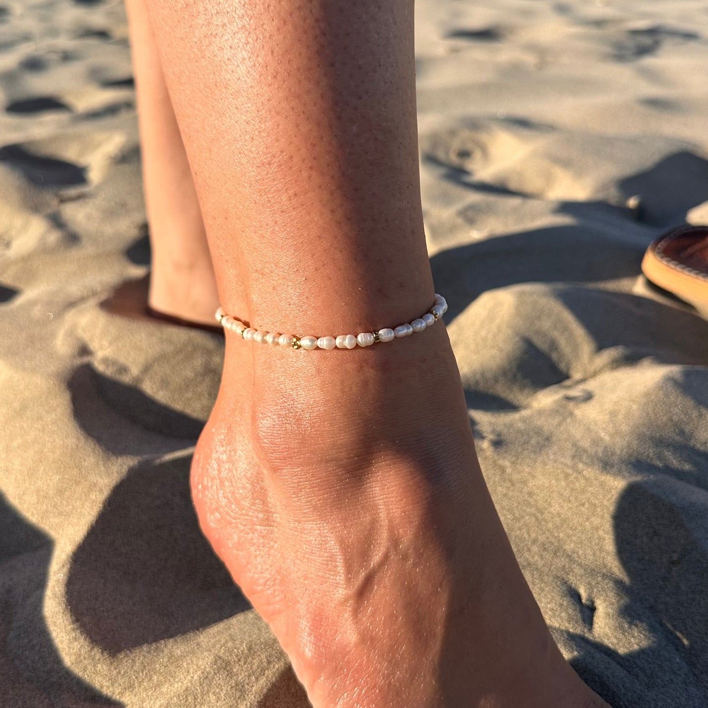 Chaine de cheville perles d'eau douce