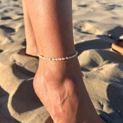Chaine de cheville perles d'eau douce