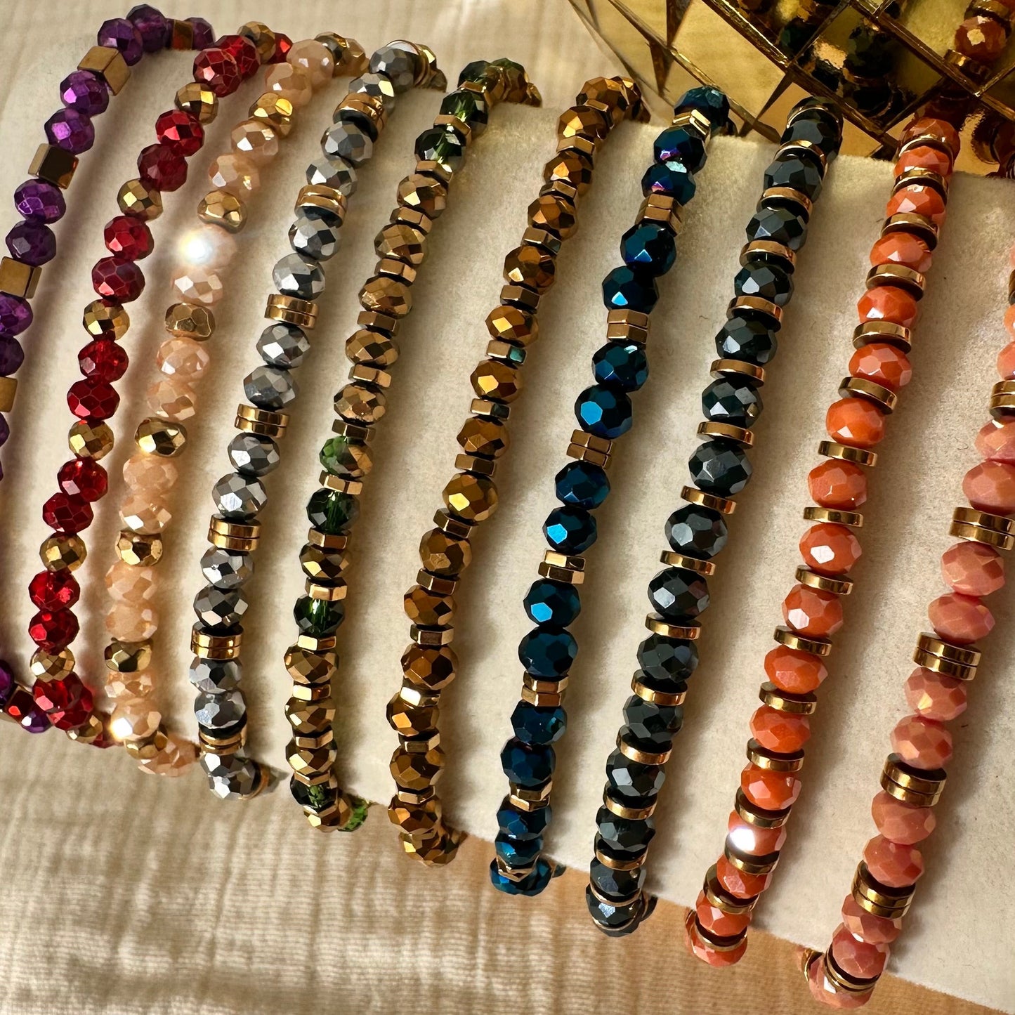 Bracelet perles cristal et doré