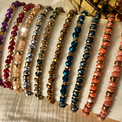 Bracelet perles cristal et doré