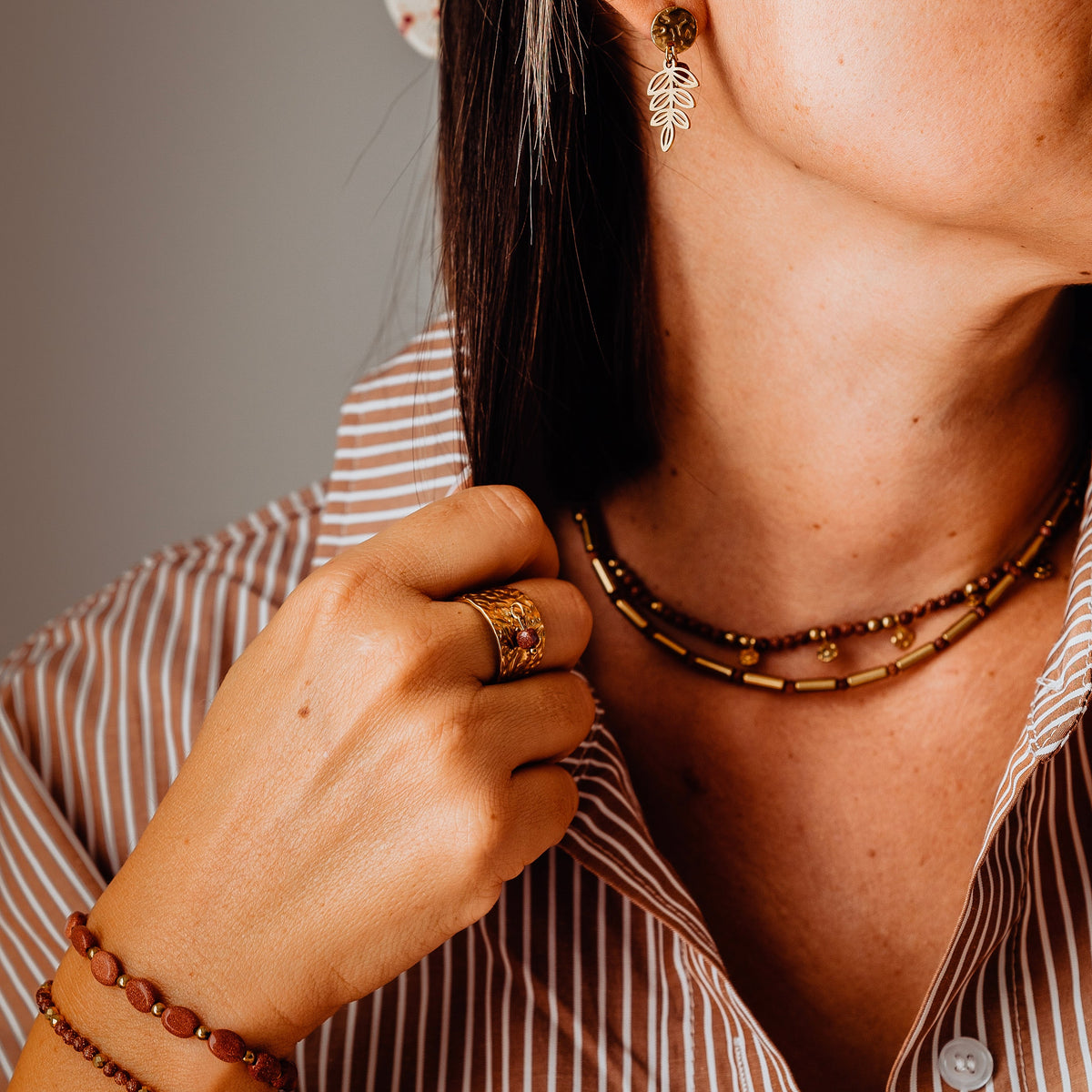 Bracelet perles goldstone