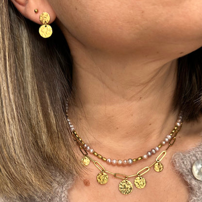 Boucles médaille martelée