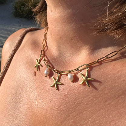 Collier breloques étoiles de mer