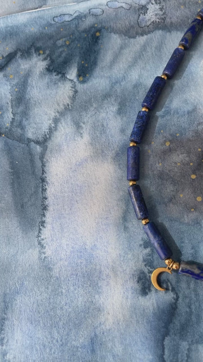 Collier perle tube Lune