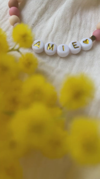 Bracelet personnalisé perle ronde mat